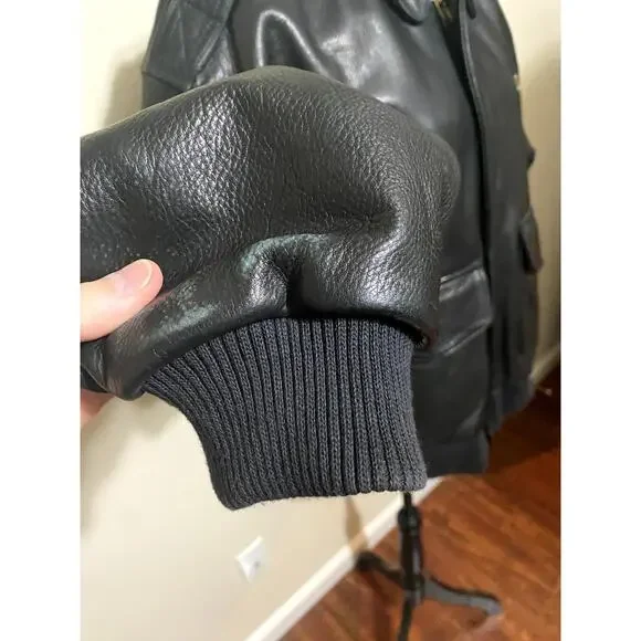 Game Sportswear Bomber Jacket Mens Medium Black Premium Leather FLAW